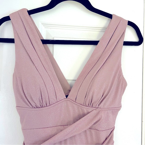 Windsor Glitter Bodycon Mini Dress Nude Built in Bra Draped Scrunch Butt Small - Picture 3 of 9